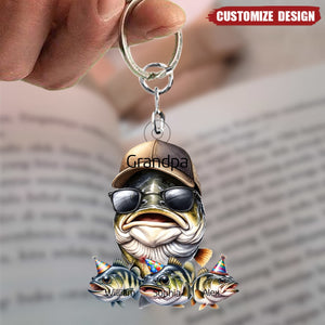 This Grandpa/Dad Belongs to Kids Fishing Keychain