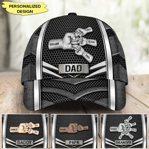 Grandpa Daddy Papa Hands To Hands Kids Metal Pattern Personalized Classic Cap