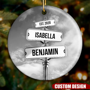 2024 New Release - Couple Name Vintage Street Sign - Personalized Ceramic Ornament