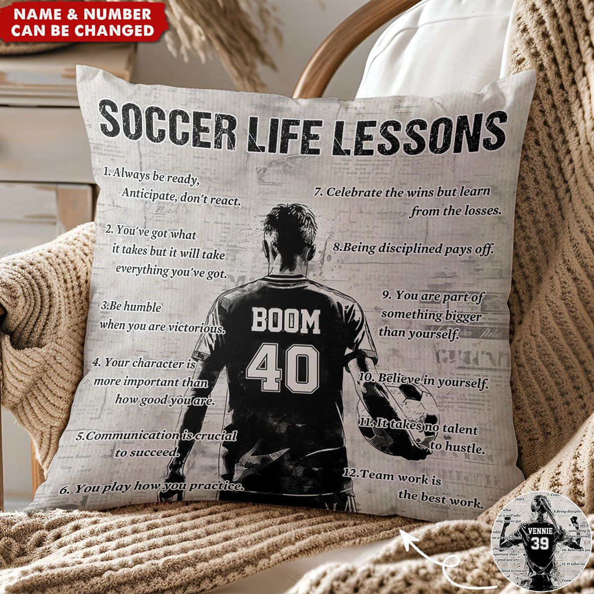 Personalized Soccer Life Lessons Pillow-Gift For Soccer Lovers