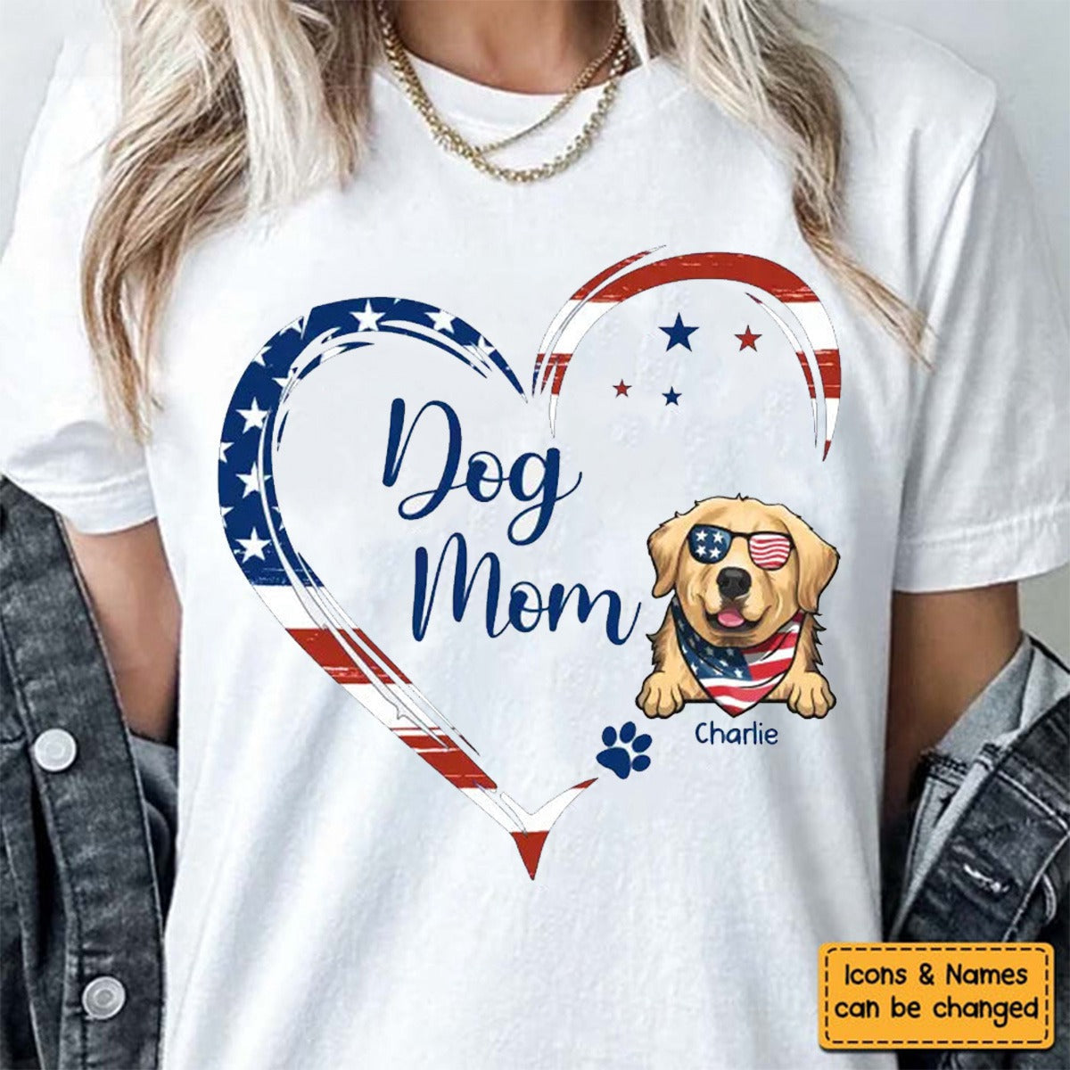 Dog & Cat Personalized Custom Unisex T-shirt,4th Of July, Gift For Pet Owners, Pet Lovers