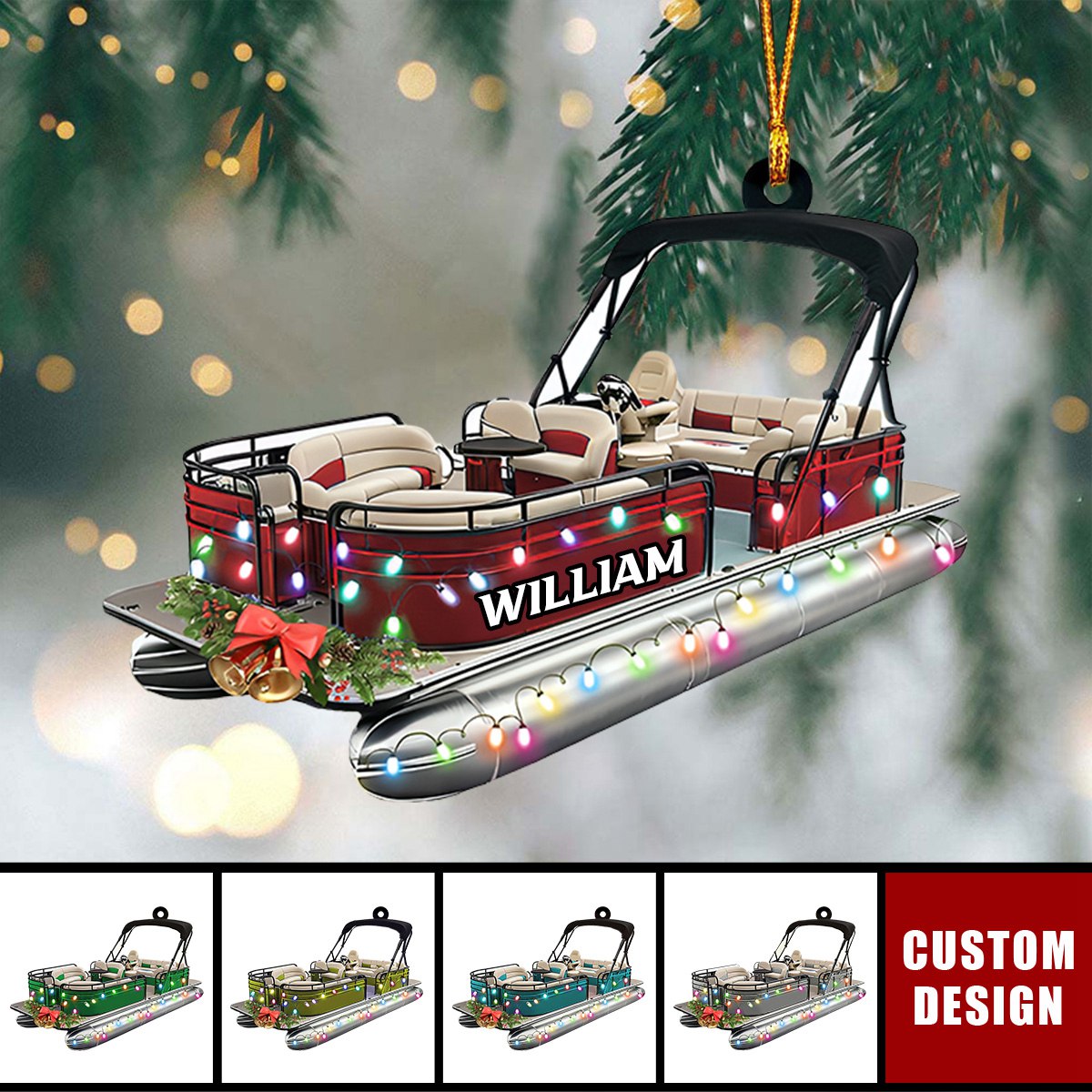 Personalized Pontoon Boat Christmas Ornament 2024 New Release facamart