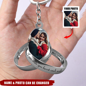 Personalized Photo Couple Silver Rings Acrylic Keychain