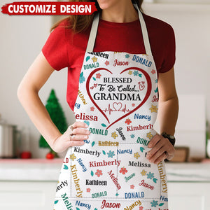 Blessed To Be Called Grandma Colorful Personalized Apron With Packet