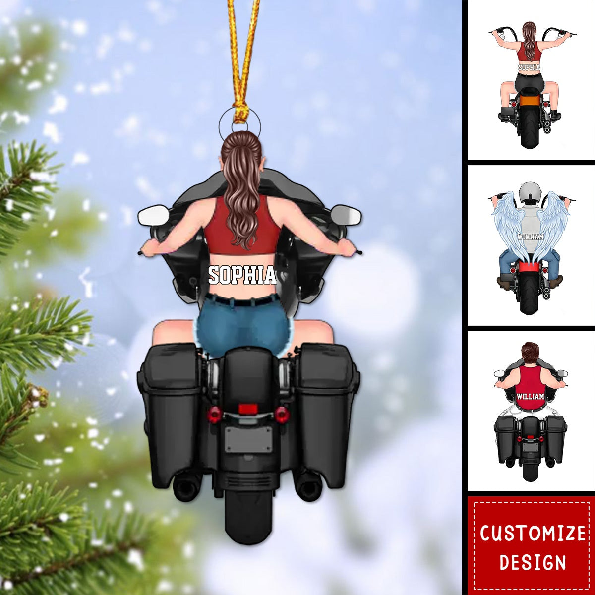 Personalized Woman/Man Biker AcrylicChristmas Ornament - 2024 New Release