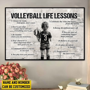 Personalized Volleyball Life Lessons Girl Poster-Gift For Volleyball Lovers