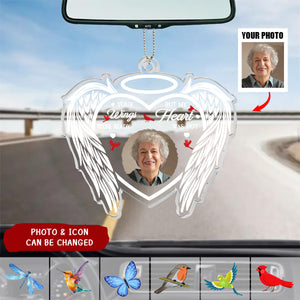 Your Wings Were Ready But My Heart Was Not - Personalized Acrylic Photo Car Ornament