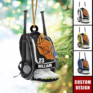 Personalized Baseball Bag Ornament, Gifts For Baseball Players - 2024 New Release