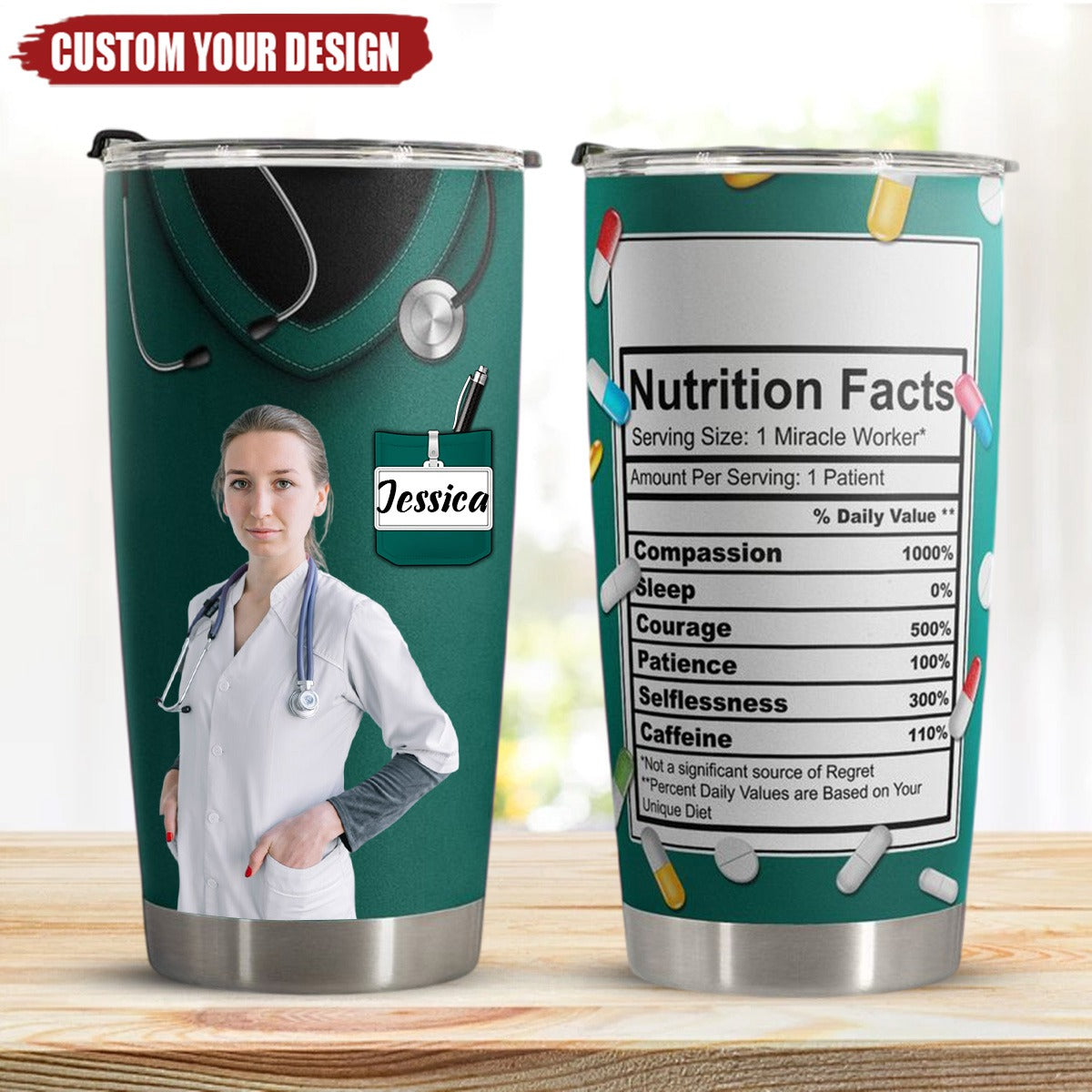 Nurse Nutrition Facts - Personalized Upload Photo Tumbler Cup