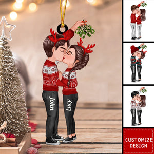 Couple Under Mistletoe Personalized Christmas Ornament