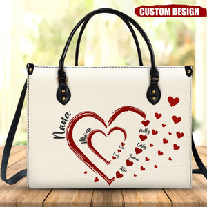 Mom's Grandma's Sweethearts - Gift For Mother, Grandmother - Personalized Leather Bag