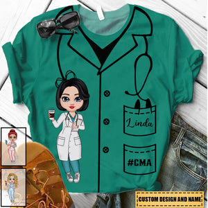 Blouse Nurse Pattern Doll Nurse Personalized T-shirt