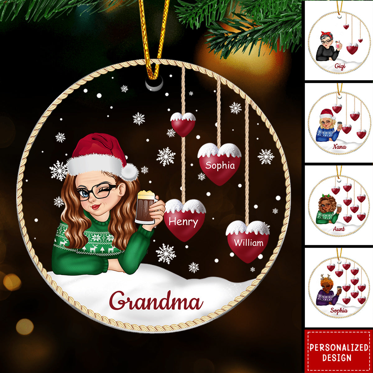 2024 New Release Snowman Grandma Mom - Personalized Circle Ornament-Best Christmas Gift For Family