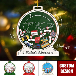 Personalized Travel Adventure Ornament - Gifts For Traveler