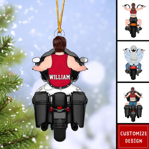 Personalized Woman/Man Biker AcrylicChristmas Ornament - 2024 New Release