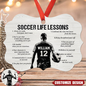 Personalized Soccer Life Lessons Wooden Ornament - Gift For Soccer Lovers