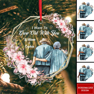 2024 New Release Grow Old With Me-Personalized Custom Acrylic Ornament-Gift For Elder Couple, Grandpa, Grandma