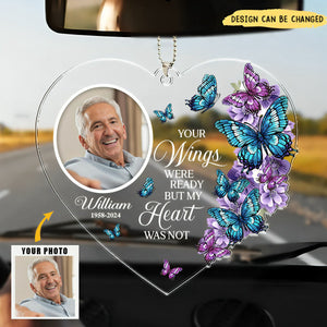 Your Wings Were Ready - Personalized Photo Car Ornament