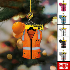 Personalized Construction Worker Acrylic Christmas Ornament - 2024 New Release