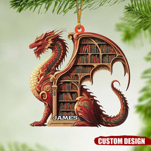 Personalized  Dragon bookshelf Ornament - Book Lover Gift - 2024 New Release