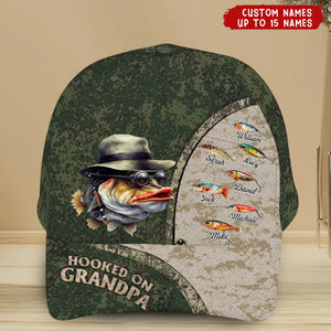 Hooked On Grandpa/Dad - Personalized Classic Cap - Gift For Dad/Grandpa