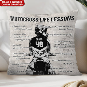 Gift For Motocross Lovers-Personalized Motocross Life Lessons Pillow