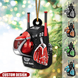 Personalized Baseball&Softball Bag with Helmet & Gloves Christmas Ornament