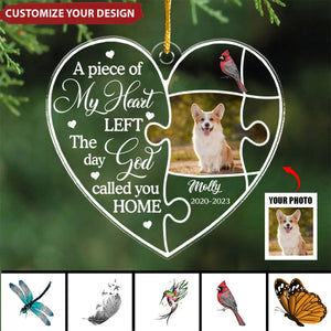 2024 New Release A Piece Of My Heart Lives In Heaven-Personalized Photo Ornament-Christmas/ Memorial Gift Idea For Family Member