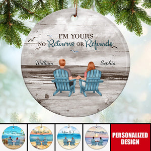 2024 New Release Couple Beach Landscape Retro-Personalized Circle Ornament-Anniversary Gift For Couple, Husband, Wife