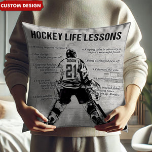 Hockey Life Lessons Personalized Pillow - Gift For Hockey Lovers