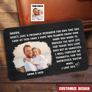 Custom Photo Friendly Reminder For Dad - Personalized Aluminum Wallet Card