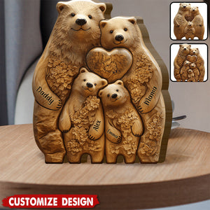 Bear Family - Personalized Family Shaped Wooden Puzzle