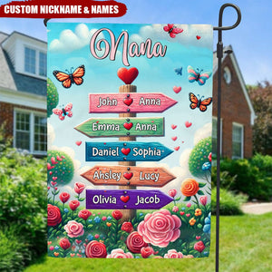 Grandma Butterfly Garden Signpost Personalized Flag