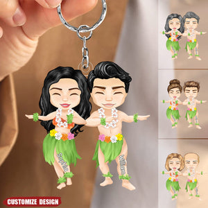 Personalized Oasis Aloha Hawaiian Couple Keychain