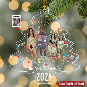 Custom Family Photo On Christmas Tree Lights - Personalized Acrylic Family Photo Ornament - 2024 New Release