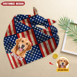 Custom Photo Patriotic Dog Bandana