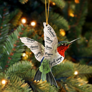 Hummingbird Flying God Says You Are Ornament