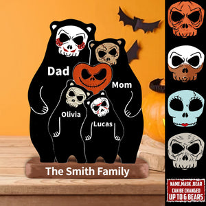 Personalized Halloween Wooden Bear Family Puzzle - Horror Movie Gift