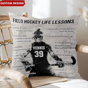 Personalized Field Hockey Life Lessons Pillow-Gift For Field Hockey Lovers