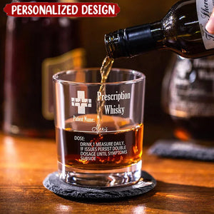 Personalized Funny Prescription Whisky Bourbon Whiskey Glasses with Laser Engraved Name Gift for Grandpa Dad