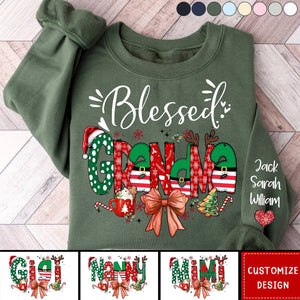 2024 New Release Personalized Christmas Blessed Grammy Nana Mimi Gigi And Grandkids Sweatshirt