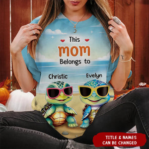 Personalized This Grandma Belongs To Turtle Kids 3D T-shirt