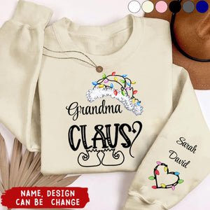 2024 New Release Nana Claus Christmas Light Hat with Grandkid Personalized Sweatshirt