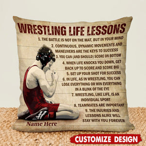 Personalized Wrestling Life Lessons Pillow-Gift For Wrestling Lovers