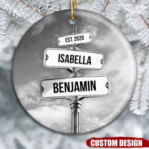 2024 New Release - Couple Name Vintage Street Sign - Personalized Ceramic Ornament