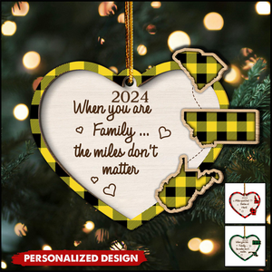 2024 New Release Miles Apart ... You're Always In My Heart State Map-Personalized Wooden Ornament