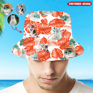 Personalized Pet Photo Hawaiian Bucket Hat - Gift For Pet Lover