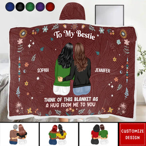 As A Hug From Me To You - Personalized Wearable Hooded Blanket-Gift For Sister/Bestie/Friend/Silbing