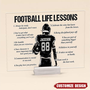 Personalized American Football Life Lessons Plaque - Gift For American Football Lovers