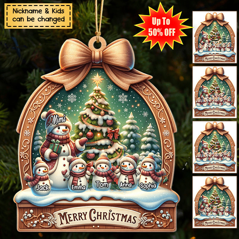 Personalized Merry Christmas Ornament Custom Grandma and Grandkids